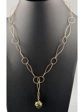 Vintage Erwin Pearl Sterling Silver Necklace Black Art Glass Drop Twisted Links